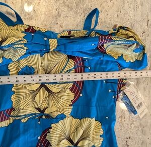 New Giovanni Signature African Ankara Dress 100% Cotton Blue Wedding Hawaiian